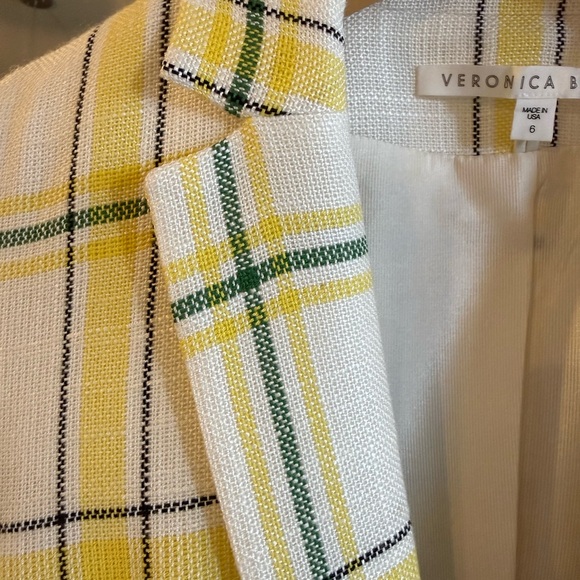 Veronica Beard VB Schoolboy Yellow + Green Plaid  Dickey Jacket Blazer 6 - Picture 5 of 11